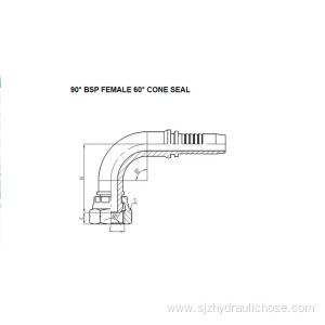 90° BSP Female 60° Cone Seal 22691